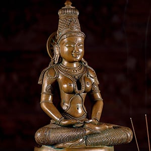 Bronze Meditating Parvati Statue Hindu Goddess